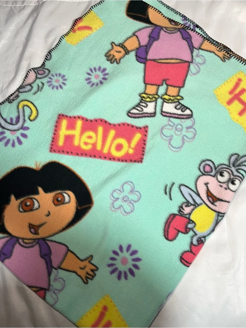 Vintage Dora The Explorer Boots Fleece‎ Blanket 46x60 Nickelodeon Hola Hello